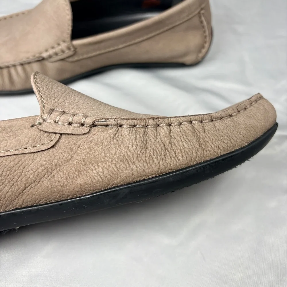 Marc Joseph New York Mens Leather Loafers Taupe Tan Brazil Moccasins Size 10